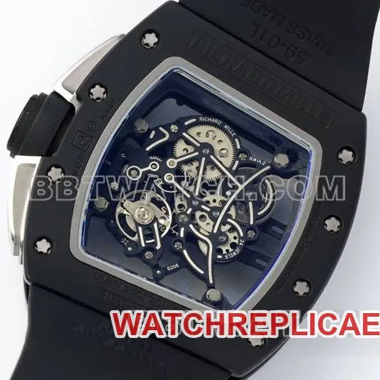 Richard Mille watch R factory hollow plate white rubber model RM061front live photo