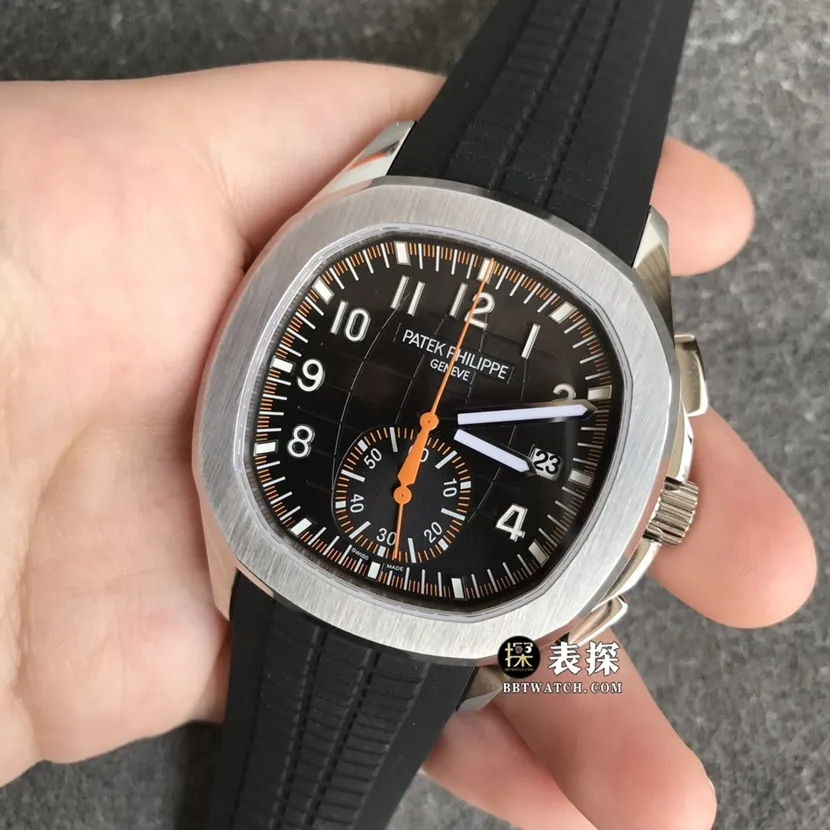OM FactoryPatek Philippe5968A-001top-tier 1:1super watch men's black dial rubber model pictures and prices side live photo