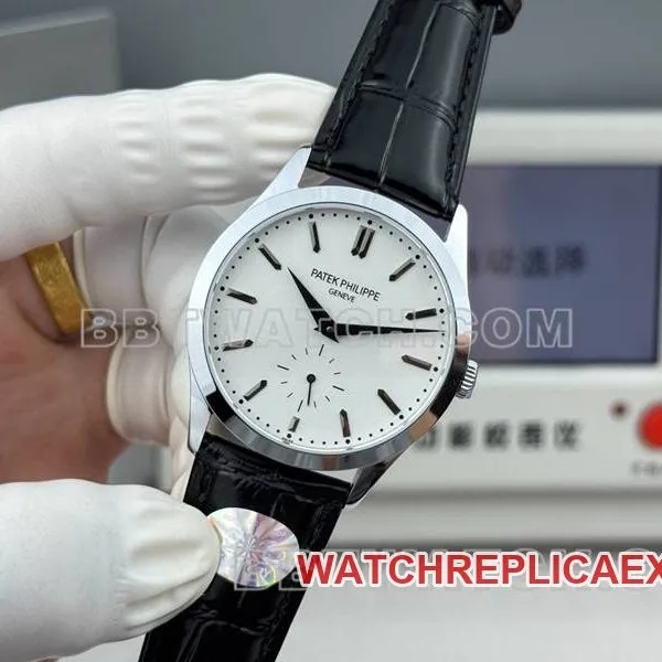 Patek Philippe1:1replica watch SDF factory classic white dial39mmleather strap model front live photo