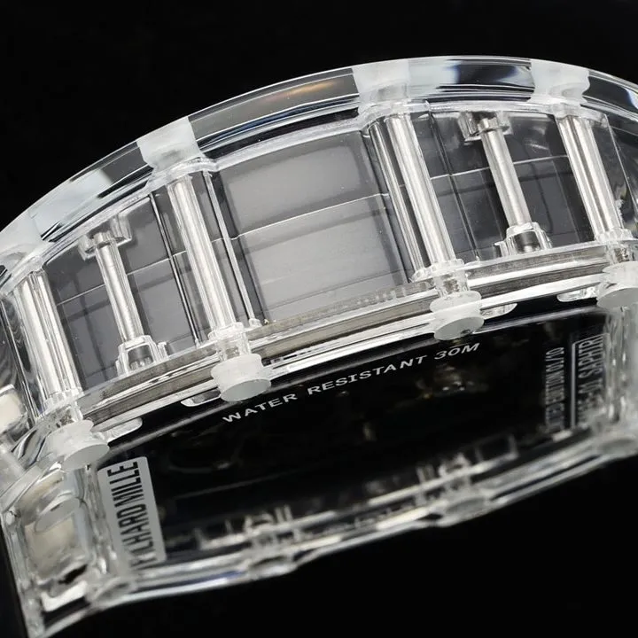 Richard Mille men's super A watches transparent skeleton disk black rubber models RM35-01 front real picture