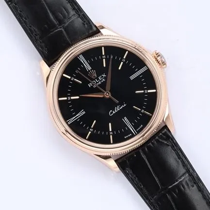 top-tierhigh-quality watch Rolex automatic movementleather strap Cellini series men's watch front view