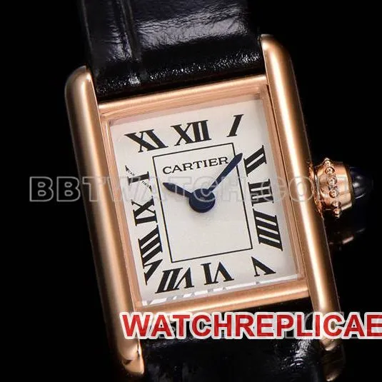 Cartier top collectible watches F1 factory tank white disk rose gold case belt models buckle real photo