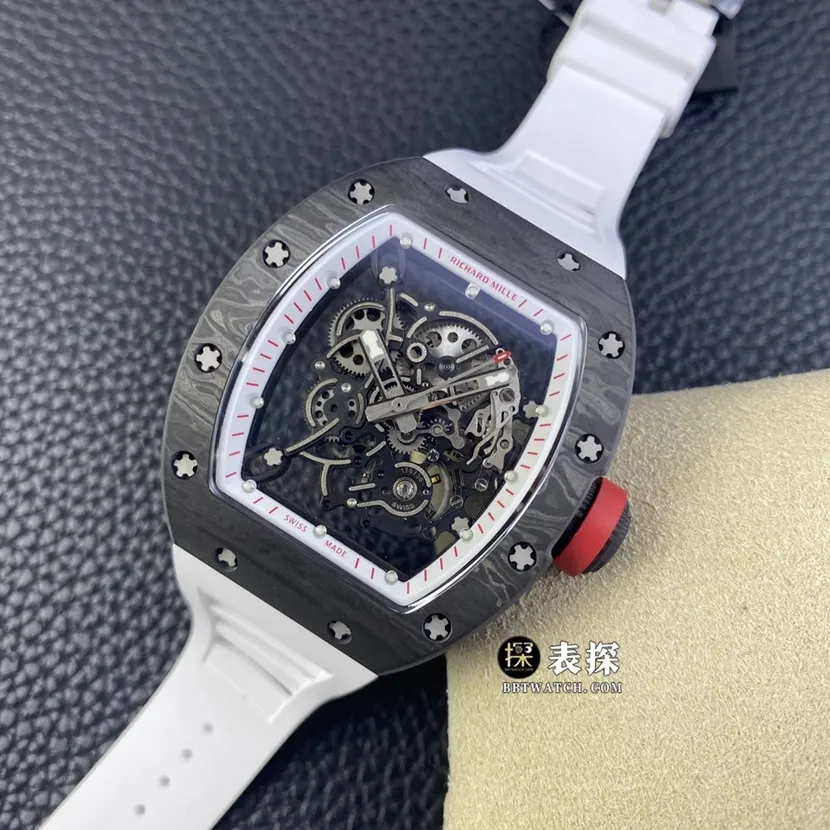 Richard Mille men's RM 055 NTPT1:1top-tier watch men's hollow disc rubber model pictures and prices front live photo