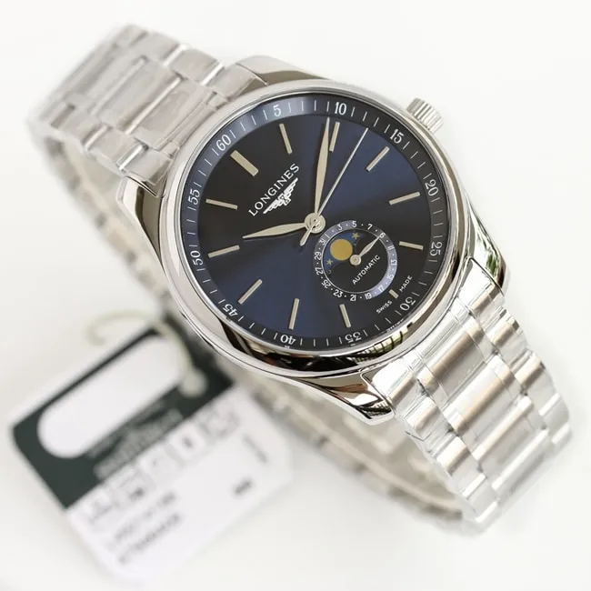 GF Factorytop-tier watch Longines famous series men's blue dialsteel bracelet 42mm mechanical watch front view