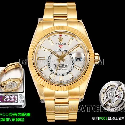 AR+ factory watch pilot rolexwhite dial mechanical yellow gold steel braceletfront live photo