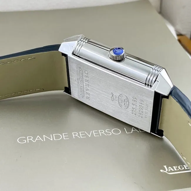 top-tier watch Jaeger-LeCoultre men's green dial green strap flip series manual winding leather strap watch side view