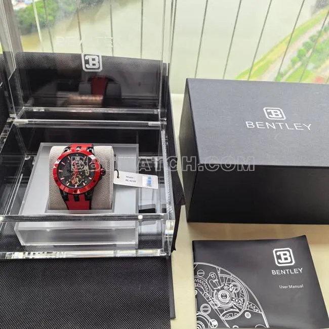 collectible watch Bentley BL-62 peak red rubber braceletfront live photo
