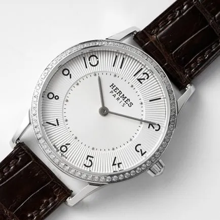 Top-tier Hermès women's white dial black belt quartzleather strap watch back cover picture