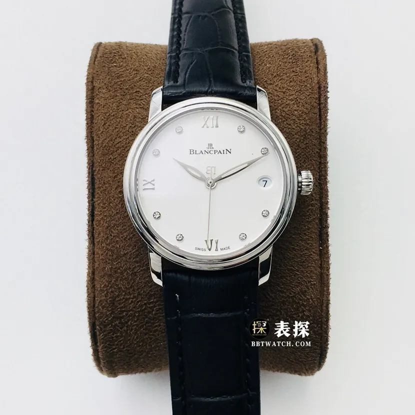 AN FactoryBlancpain classic top-tier watch women's white dialleather strap model pictures and prices front live photo