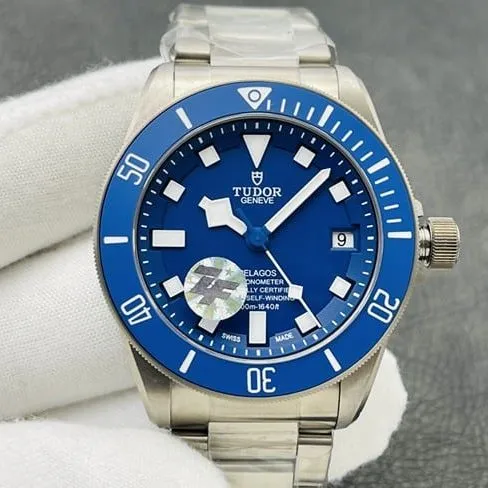top-tier Tudor 25500TN blue titanium watch side view