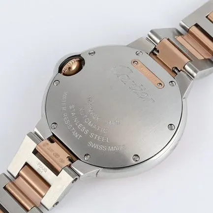 V6 factory top-tier watch Cartier women's white dial gold band blue balloon series automatic movement watch front view