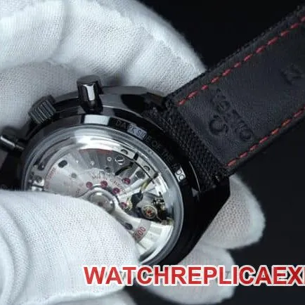 top-tier watch OmegaOM Speedmaster Dark Side of the Moon ceramic material 9300chronographmovement men's black dial nylon strap cool watch front view