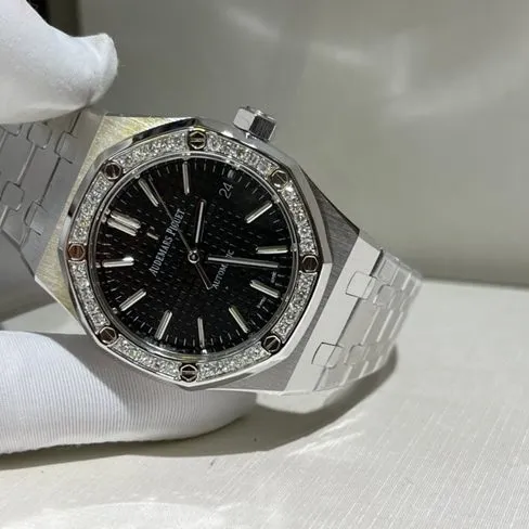 Top Audemars Piguet watches for men black plate steel mechanical watch front view