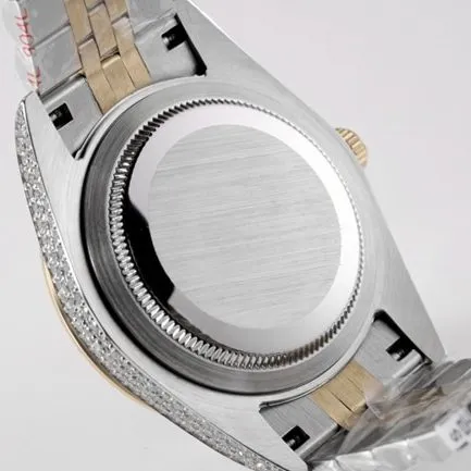 TW factory top-tier replicaRolex men's white dialsteel bracelet full diamond Datejust series 18k gold automatic movement watch front view
