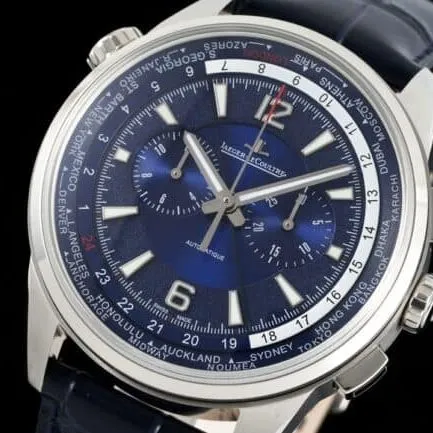 top-tier replicaHKJaeger-LeCoultre Beichen series blue dial world time chronograph men's watch movement picture