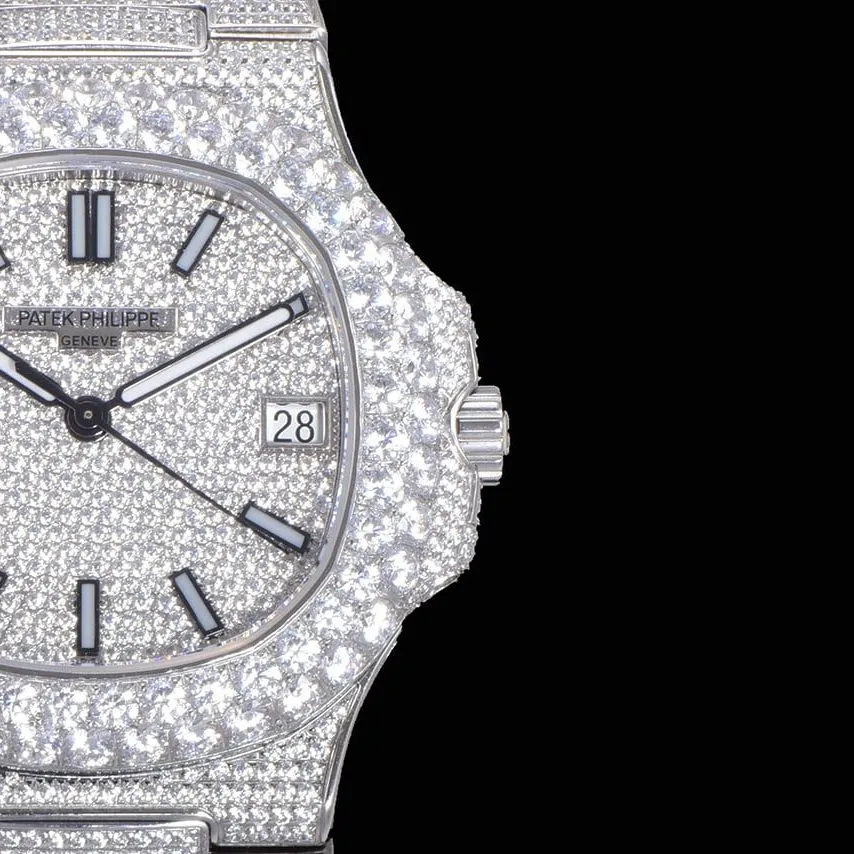 TW factory Patek Philippetop-tier watch men's white dialsteel braceletNautilus series mechanical detail shots