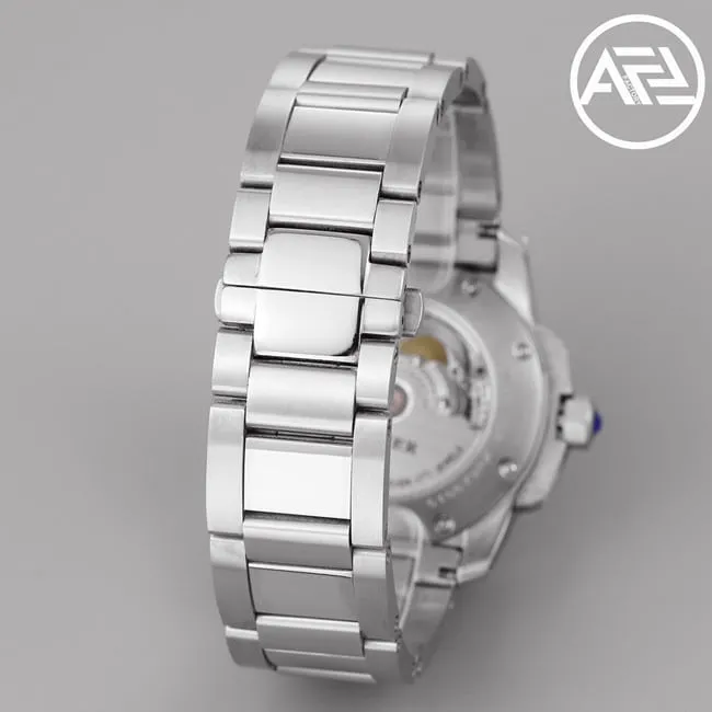 top-tier watch Cartier automatic movement men's white dialsteel bracelet Kalibo series watch front view