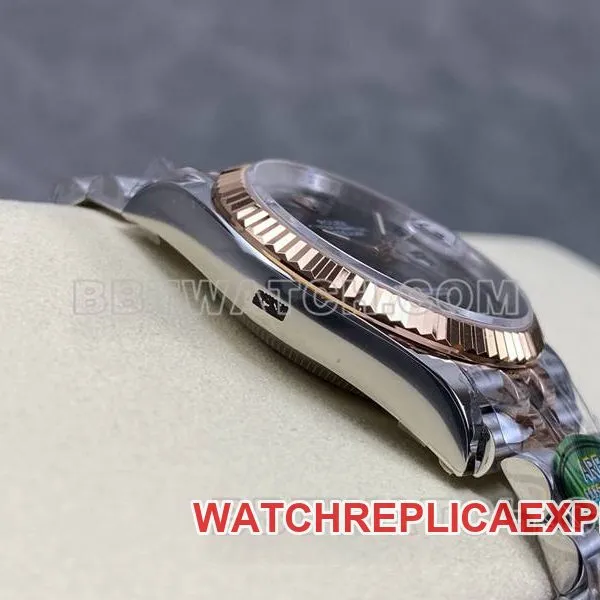 Rolex collectible watch ARF FactoryDatejust gray dial Roman numerals 36mm rose goldsteel bracelet model front live photo