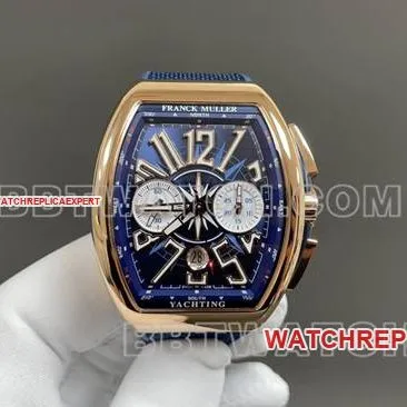 ABF factory top-tier watch Frank Muller V45 blue dial gold case leather braceletside live photo