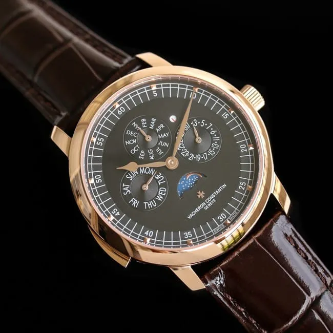 top-tier watch Vacheron Constantin men's brown plate brown belt Loft Craftsman series leather strap watch side view