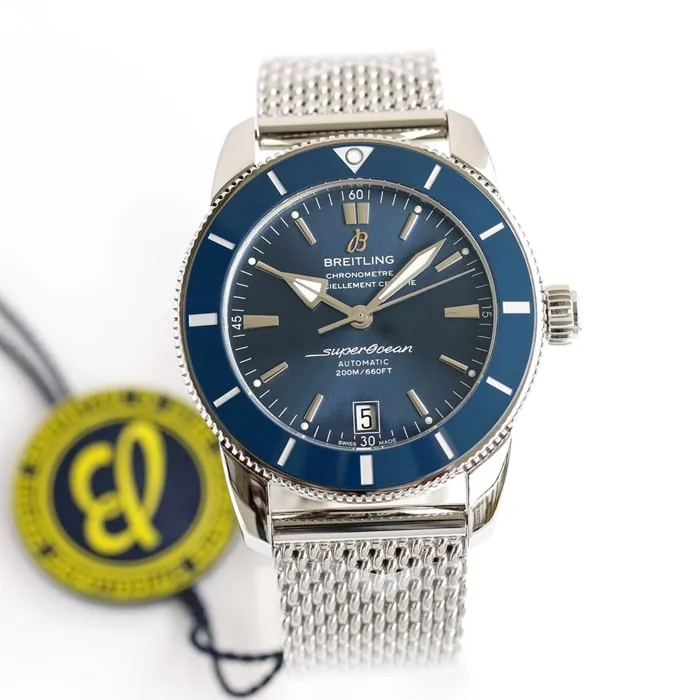 top-tier watch Breitling men's blue dial super ocean culture mechanical watch front view