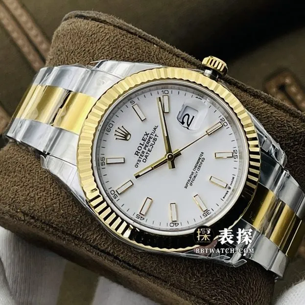 VS FactoryRolexDatejusttop-tier watch men's white dial gold steel bracelet model pictures and prices front live photo