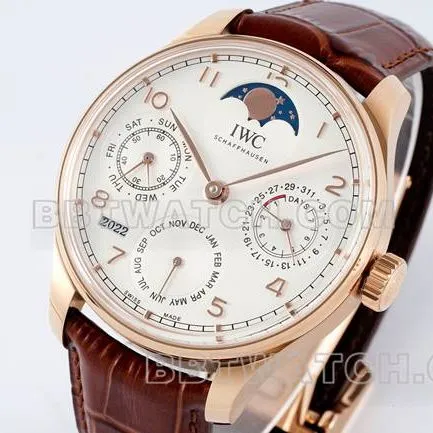 collectible watch APS factory Portugal IWC perpetual calendar blue dial black braceletcaseback live photo