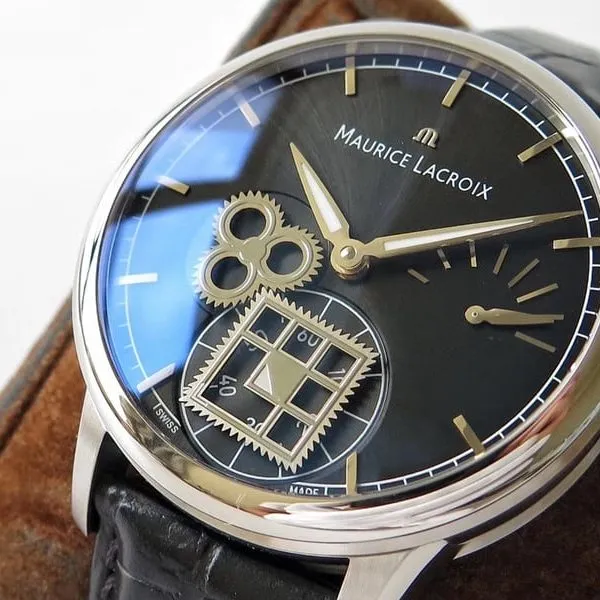 Maurice Lacroix watch square second wheel mysterious time men's watch side view