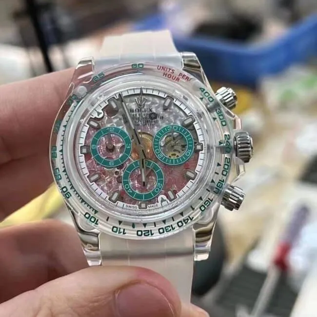Top Rolex Daytona Customized AET 4130 Caliber Sapphire Crystal Case Men's Mechanical Watch Front View