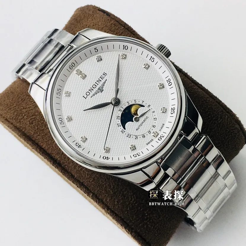 LG factory Longines watchmaking traditional watch men's silver gray plate wheat grain moon phasesteel bracelet model pictures and prices clasplive photos