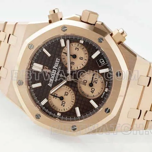APS factory Audemars PiguetRoyal Oak1:1super brown disk chronographrose gold26240front live photo