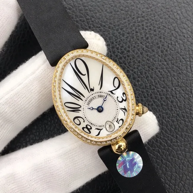 ZF factory Breguet top collectible watches Neapolitan Queen Series women's white plate black strap watch movement figure