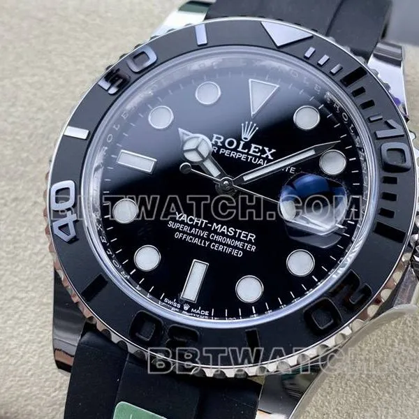 Rolex collectible watches ARF factory yacht masters black plate 42mm rubber model weight actual photos