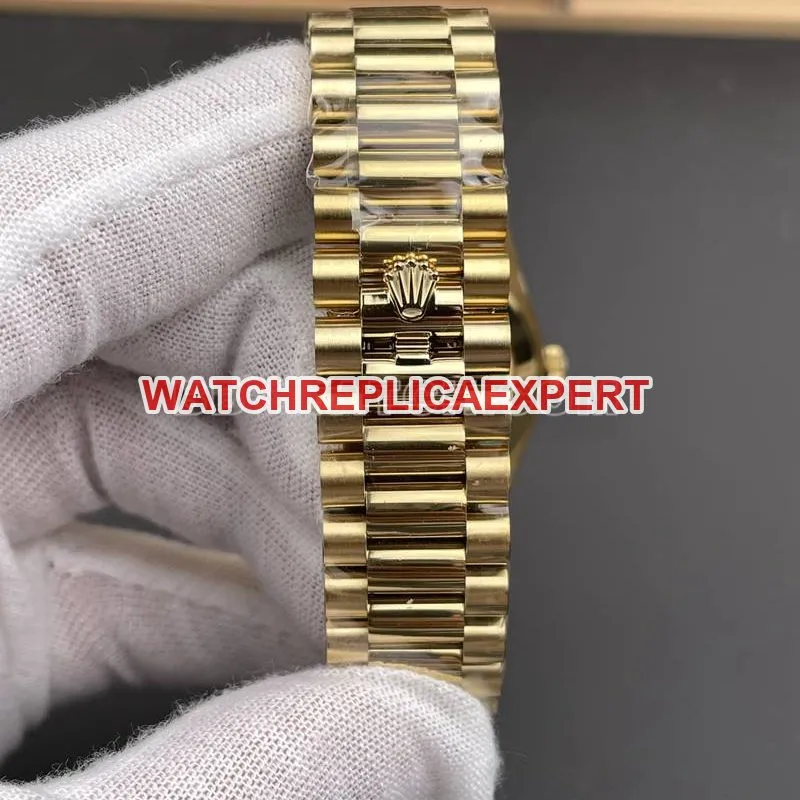 Rolex watch RC factory Day-Date40mm gold plate 3255yellow goldsteel bracelet model front live photo
