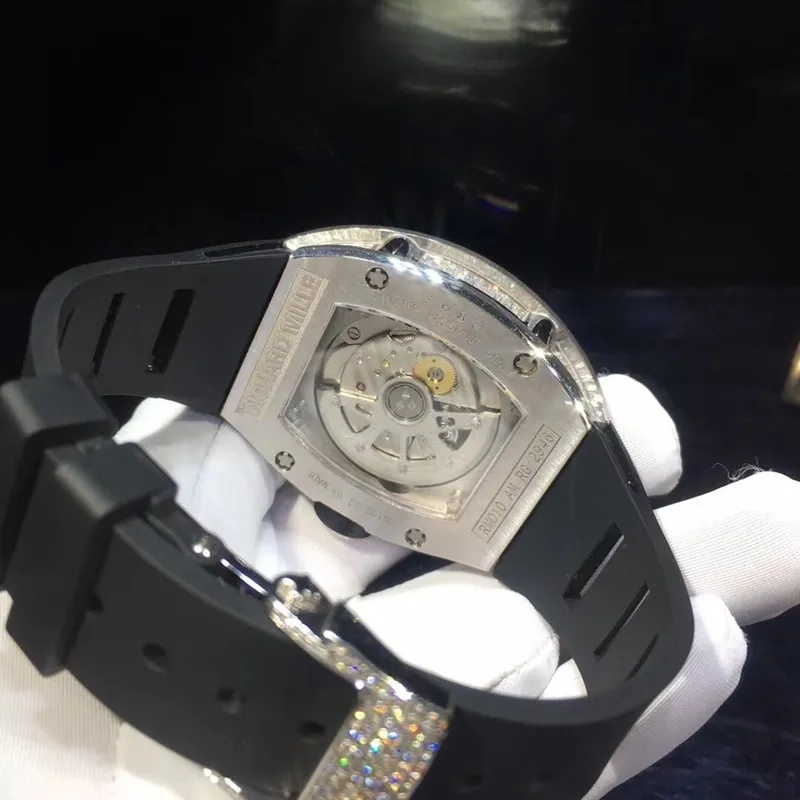 Richard Millerm010 18K gold step square full diamond Swiss mechanical movementclasp picture