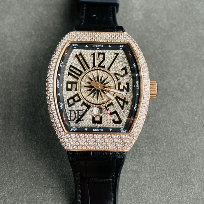 top-tier watch Franck Muller men's gold plate V45 SC DT series full automatic movement watch front view