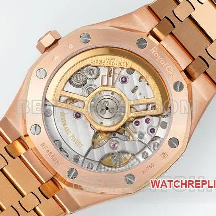 watch DDF factory Audemars PiguetRoyal Oakblack dialrose gold4302 mechanical 15510front live photo