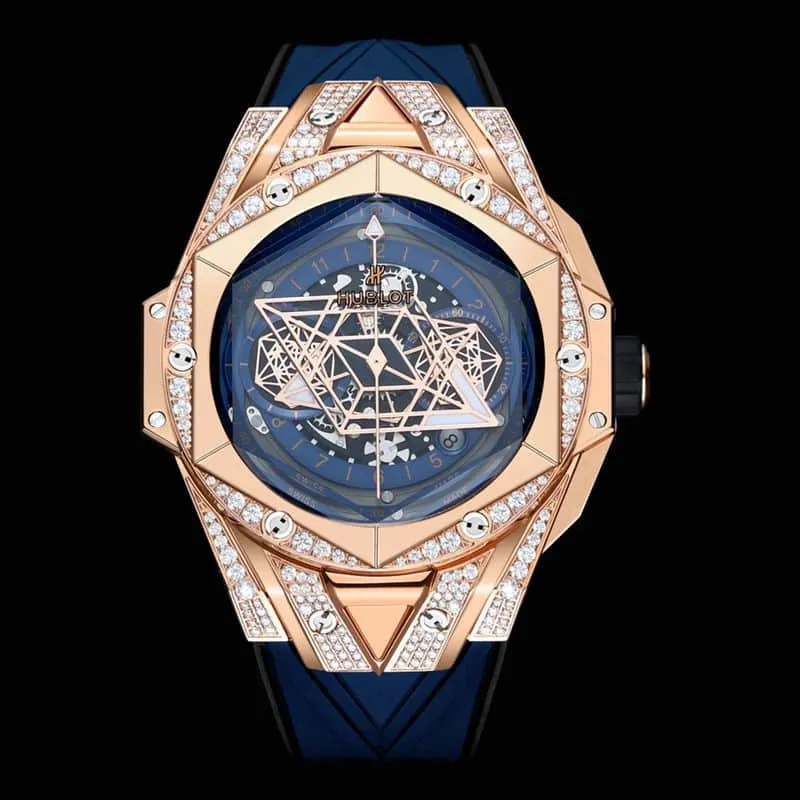 HublotHublothigh-quality watch brand new BigBangSangBleuII tattoo men's mechanical watch side view