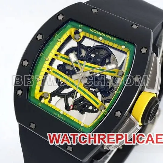 Richard Milletop-tier watch R factory hollow plate black rubber model RM061front live photo