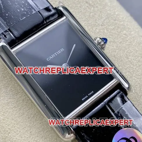 1:1replica watch DR factory Cartier tank black dialquartz black braceletfront live photo