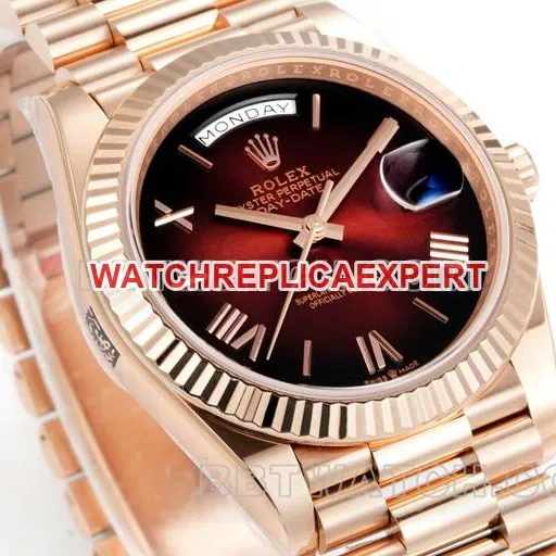 top-tier watch Rolexrose goldPPM factory Day-Date mechanical gradient brown dial Roman numerals braceletlive photos