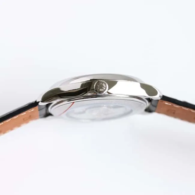 GF Factory top-tier watch Longinesmoon phase 42mm men's black dial black belt automatic movementleather strap watch front view
