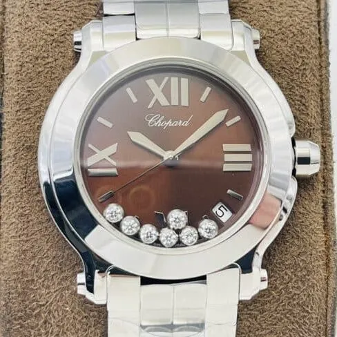 YF Factory top watch Chopard Happy Diamonds series white steel red bottom diamond ladies wristwatch front view