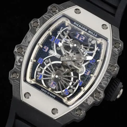 top-tier Richard Mille Skeleton RM 21-01 Aerodynamic Tourbillon Watch - the watch lives up to its name, front view