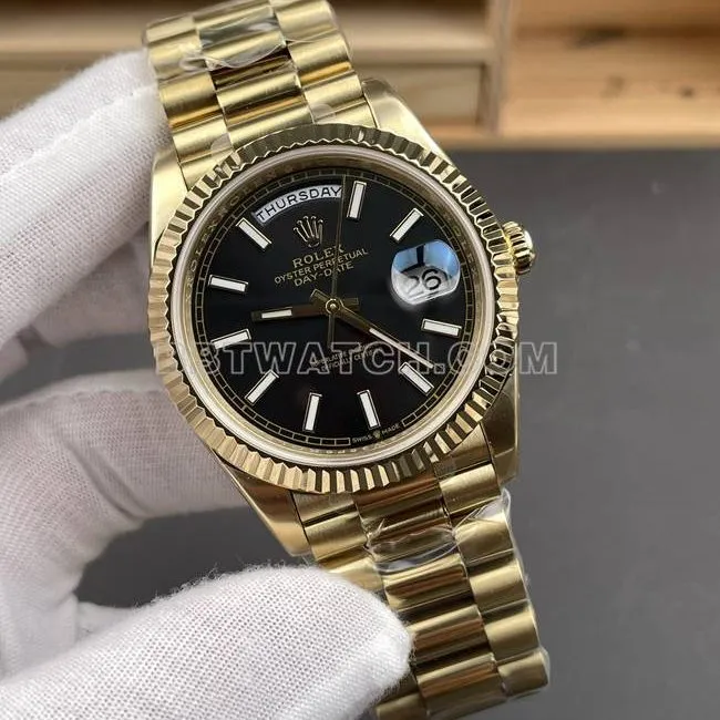 top-tier watch CBD factory black dialRolexDay-Dateyellow gold3255 mechanical weight live photos