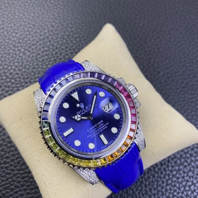 Rolextop-tier Submariner series fully automatic movement blue dial blue belt men's watch front view