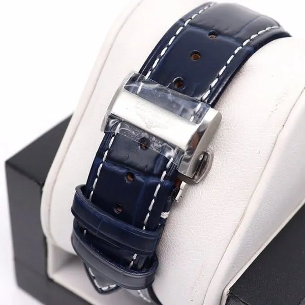 GL factory Longinessuper watch famous eight-pin moon phase7751blue dialleather strap front view