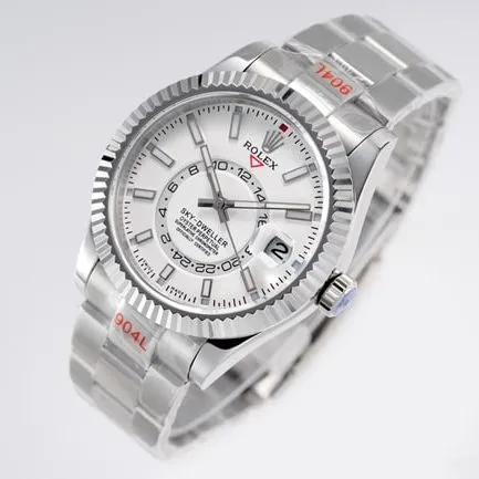 Top-tier replicaRolex men's white dialsteel bracelet Navigator series full automatic movement watch back cover picture