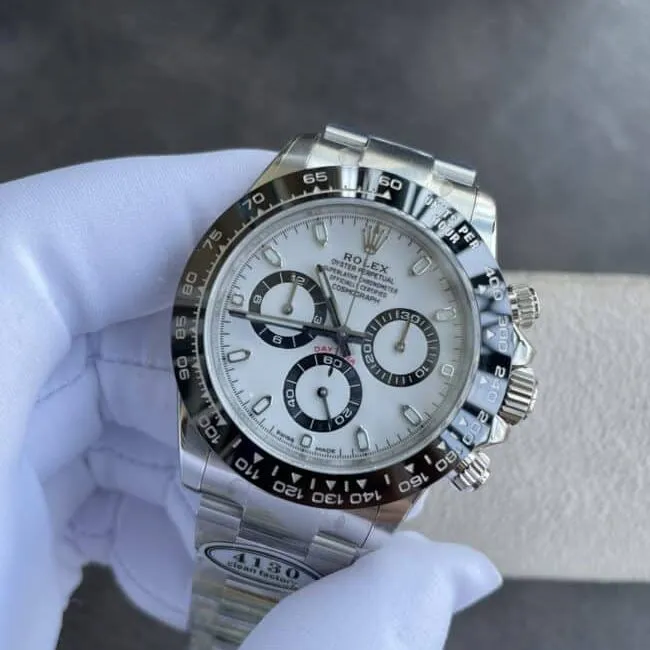 Dachang high-quality replicaC factory new Panda ceramic white steel Daytona4130movement front view