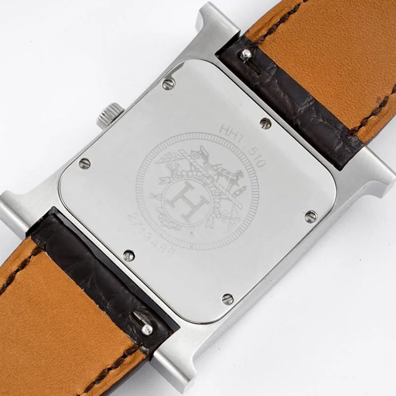 Hermès top-tier watch HeureH three-hand series ladies quartzleather strap casual watch front view